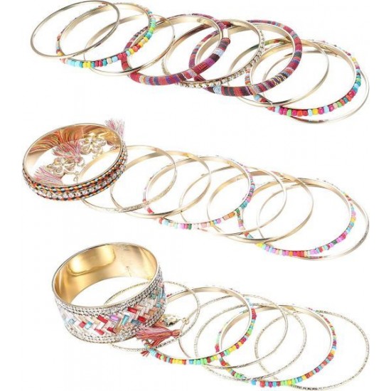 Bangle Stackable Bracelet Set For Women Layering Statement Bead Wrap Bangle Bohemian Indian Colorful Bracelet Fashion Bangle Stackable Bracelet Set For Women Layering Statement Bead Wrap Bangle Bohemian Indian Colorful Bracelet Fashion